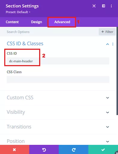 Assigning a unique CSS ID to the section is a straightforward process in Divi, and it will allow you to make targeted adjustments later.
