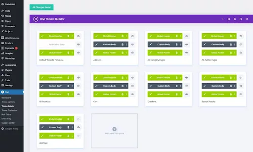 Divi Starter Site’s also creates Theme Builder templates needed to maintain a cohesive look across your entire website.