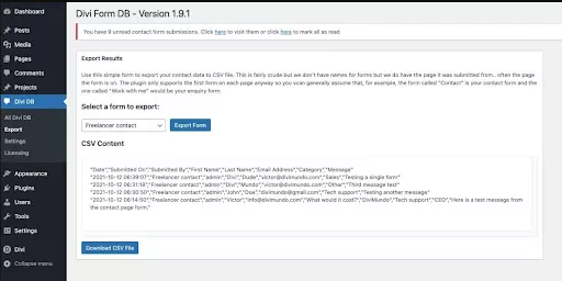 Exporting your Divi Contact Form form data is handy if you need to transfer it to another application, share it, or print it out.