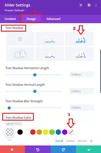 Slider design settings in Divi enable users to customize slide transitions, navigation controls, text formatting, and background styles for creating visually appealing and functional slideshows.