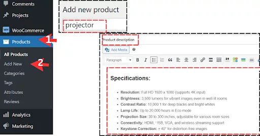 Add custom products in WooCommerce by navigating to Products > Add New, entering product details like name and description, and preparing to configure additional settings such as pricing and images.