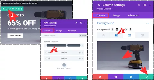 Add WooCommerce product images to a Divi theme’s premade layout by navigating to your homepage, accessing section settings, replacing column background images with product images, and saving the changes.