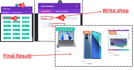 Demonstrates how to add the WooCommerce Shop module to your homepage or any other section by inserting a single row and column, then selecting and inserting the Shop module to display your products.