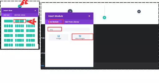 Guide to creating a custom WooCommerce section by adding two columns, inserting a WooCommerce Image module, and selecting your product to display.