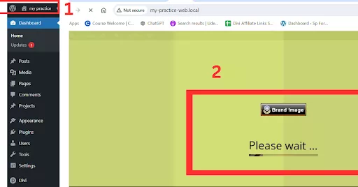 Screenshot showing the preloader display on a website during the loading process.