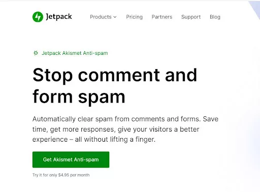 Akismet Anti-Spam Plugin helps you maintain a clean comment section and inbox by filtering out spam.