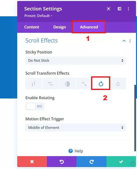 Image starting in a rotated position, gradually rotating into place as the user scrolls down the page. Visual effect demonstrating dynamic rotation during scroll interaction.