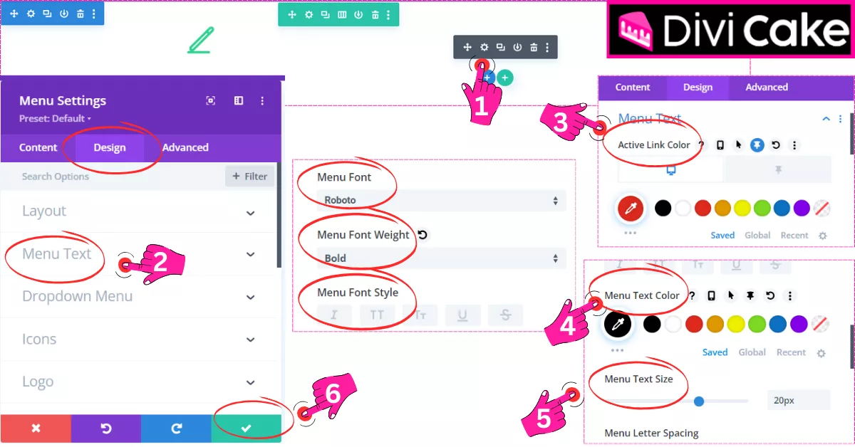 Change your Divi menu text color and size in the menu settings after making the header background transparent, ensuring better visibility.