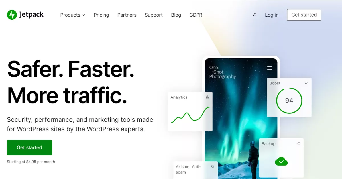 Jetpack optimizes WordPress site performance with real-time backups, security scans, and performance tools. It ensures smooth operation and protection against threats. Plans start at $9.95 per month.
