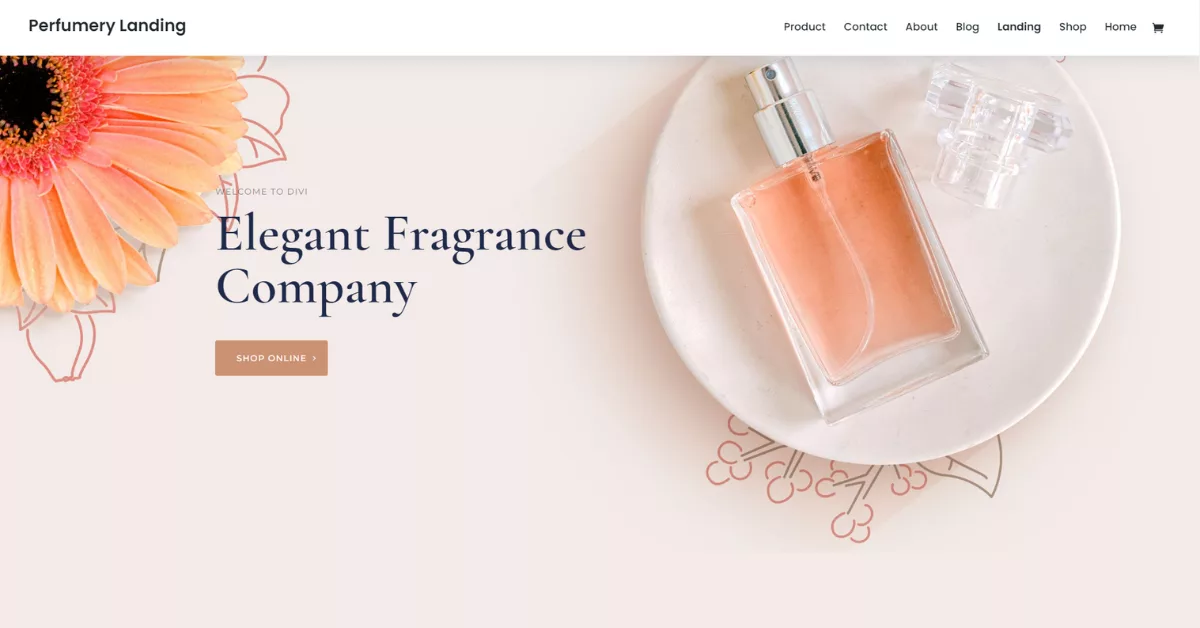 The Perfumery layout pack combines striking photography and effective white space, providing essential pages for an elegant online perfume shop.