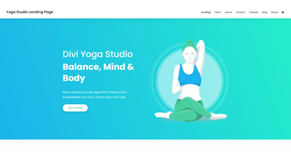 The Yoga Studio Landing Page layout pack includes seven layouts, featuring responsive designs for class schedules, tailored for yoga studios.