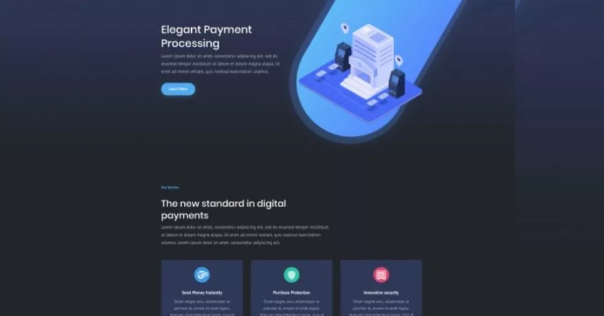 The Digital Payments Landing Page layout pack includes eight essential layouts designed for digital payment companies, featuring key pages like Signup and Features to showcase product functionalities.