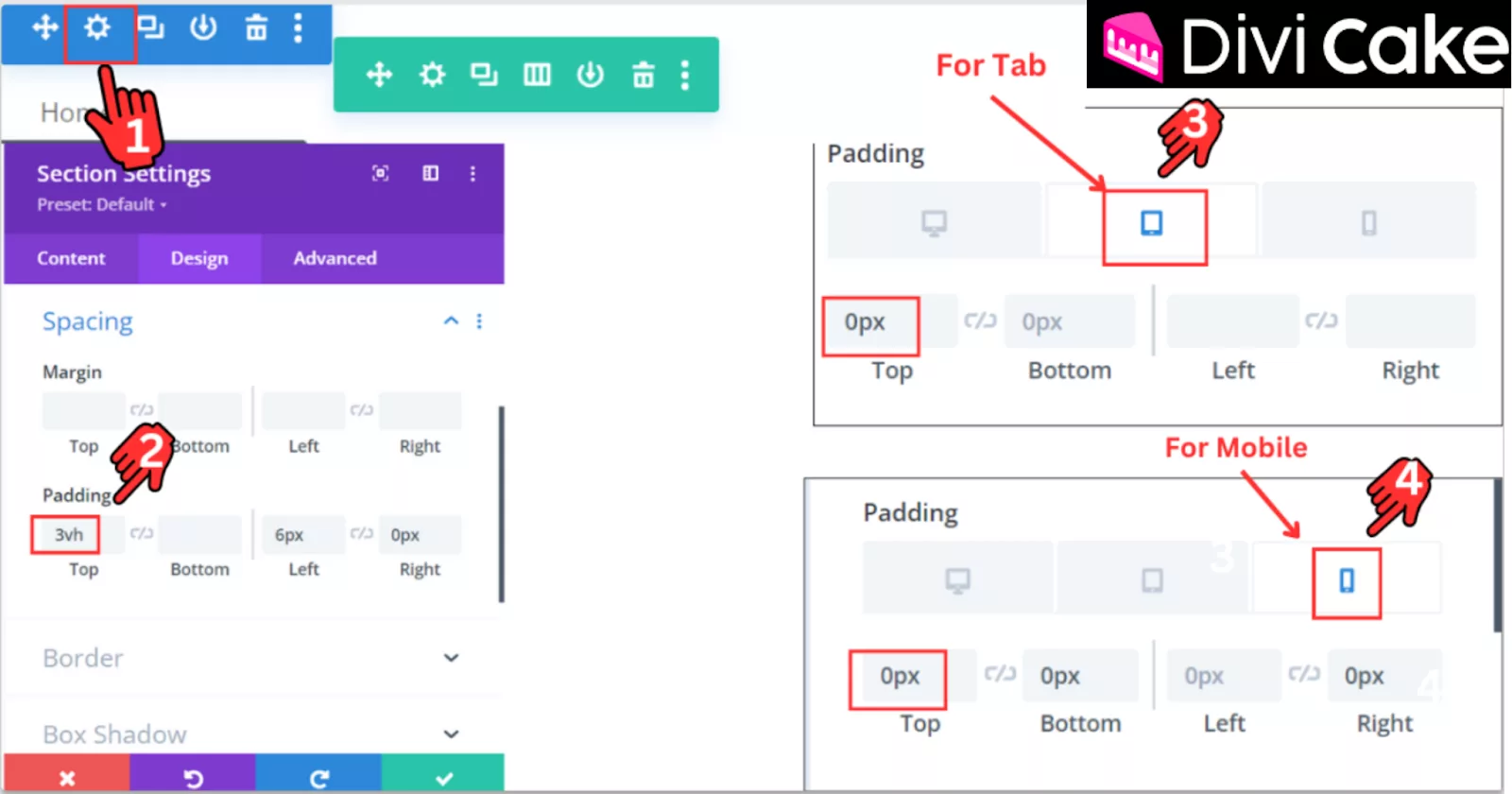 Adjust padding values to align the menu text in the center for desktop, mobile, and tablet views.