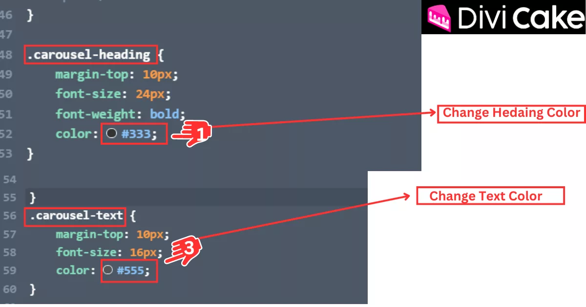 Change the title and description colors in the carousel by accessing the Custom CSS settings. Adjust the colors for better visual appeal.