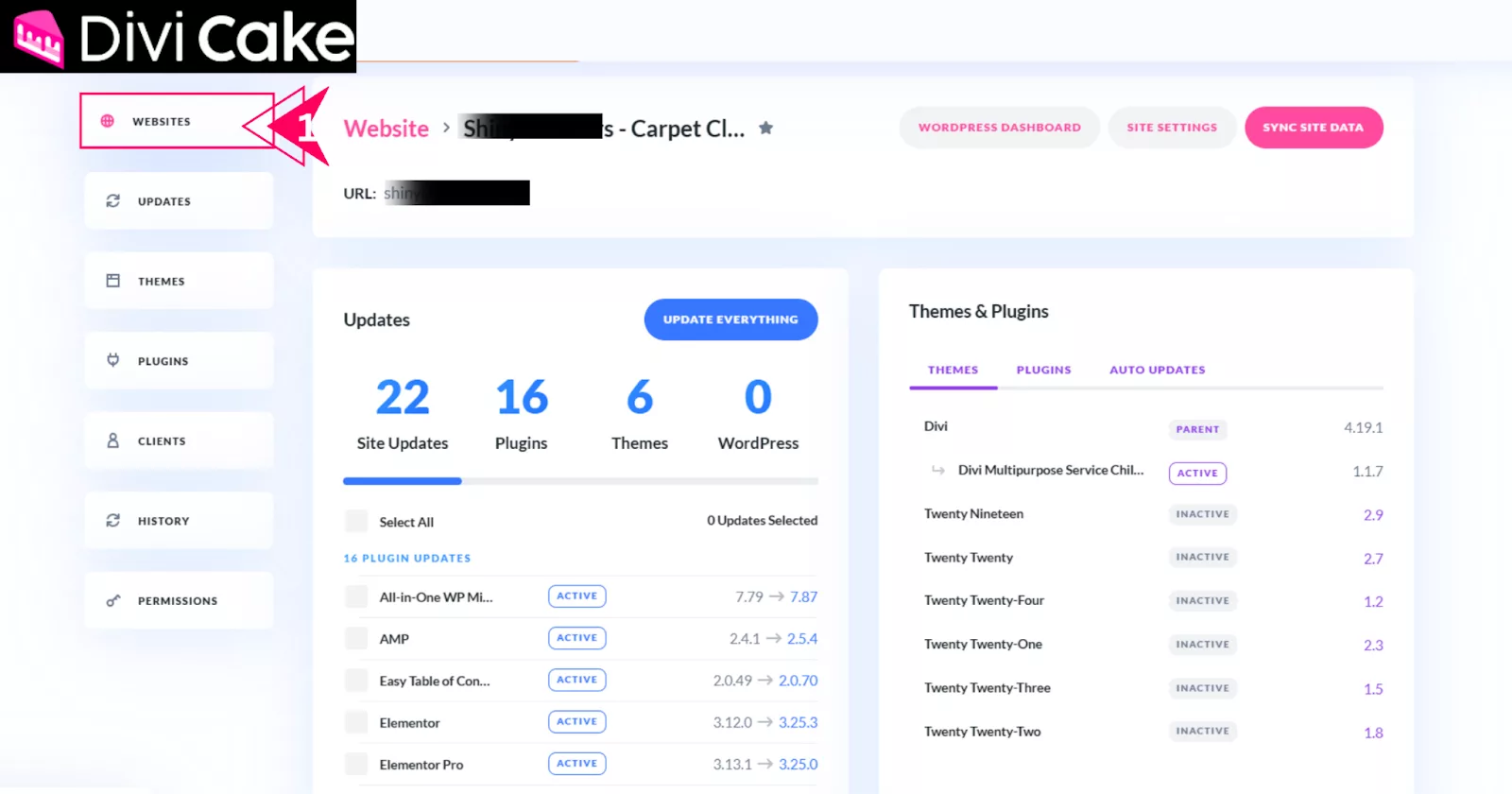 Find critical system status details, including WordPress, PHP, and MySQL versions, as well as PHP parameters, in the System Status Report section of the website dashboard in Divi Dash.