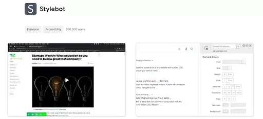 Stylebot is an excellent Chrome extension that empowers designers to quickly apply custom CSS to any website without needing to access the site’s backend.