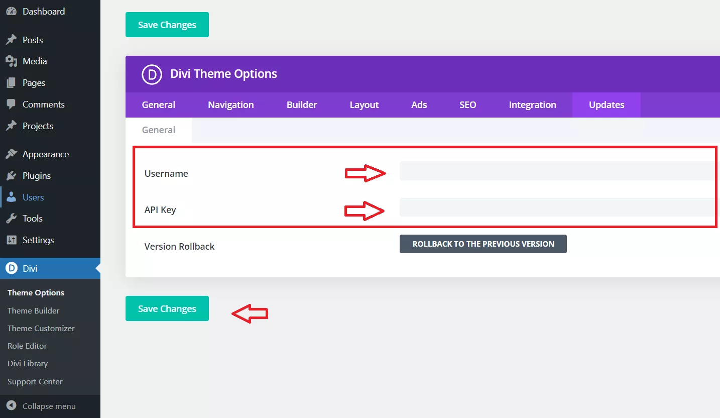 Updating the Divi Theme in the WordPress Dashboard can resolve most of the issues caused by using an outdated version