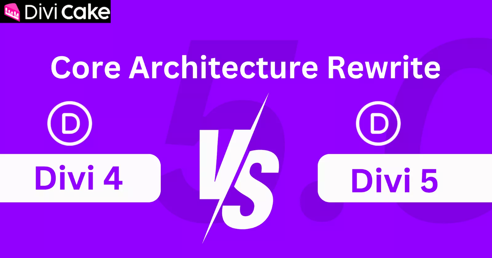Comparison of Divi 5 and Divi 4 core architectures, highlighting Divi 5’s modular design, improved performance, cleaner code, and faster page load speeds.