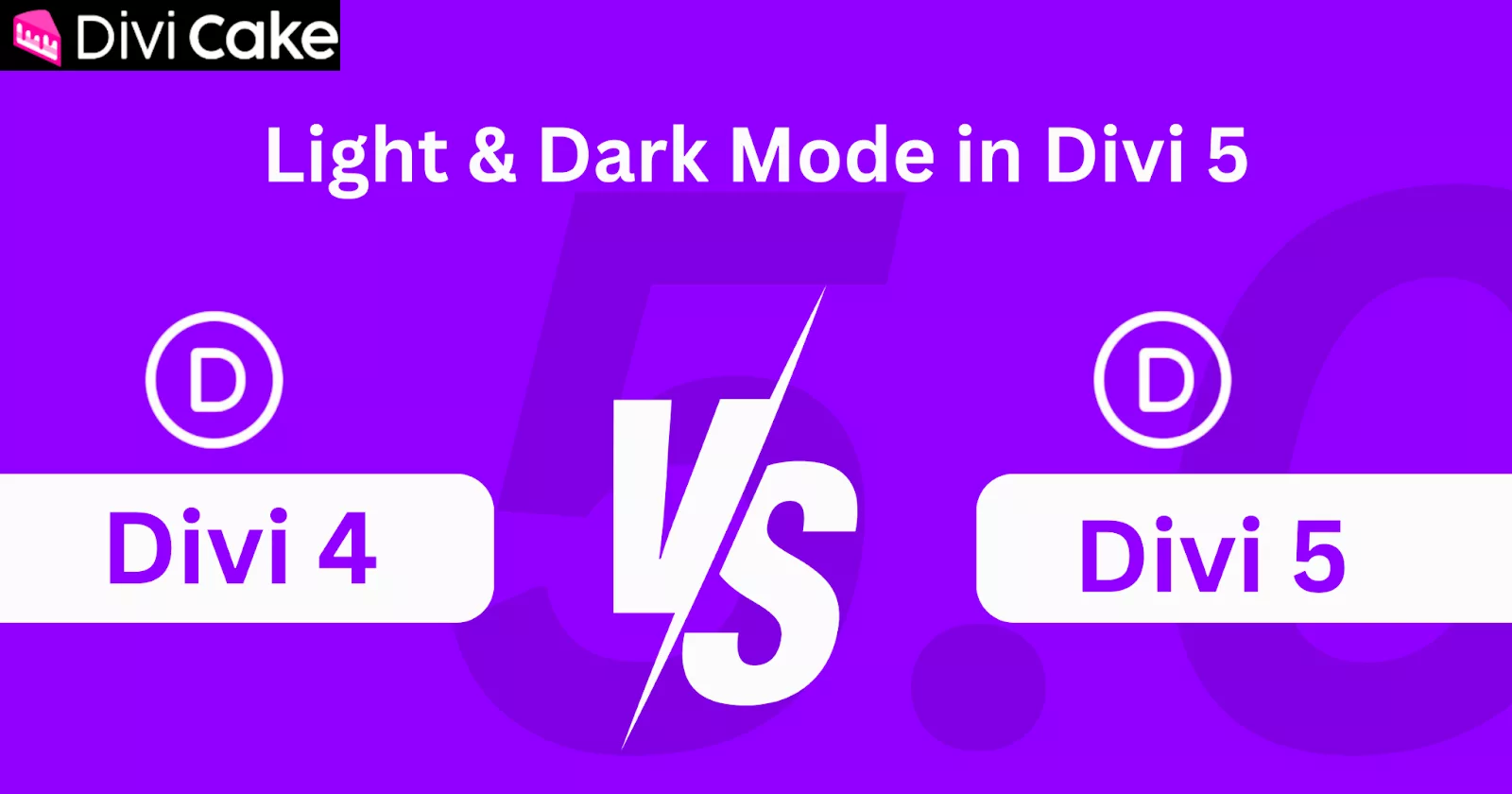 Divi 5 vs Divi 4, showcasing Divi 5’s light and dark mode feature that allows users to switch between modes, reducing eye strain and offering a customizable editing environment.