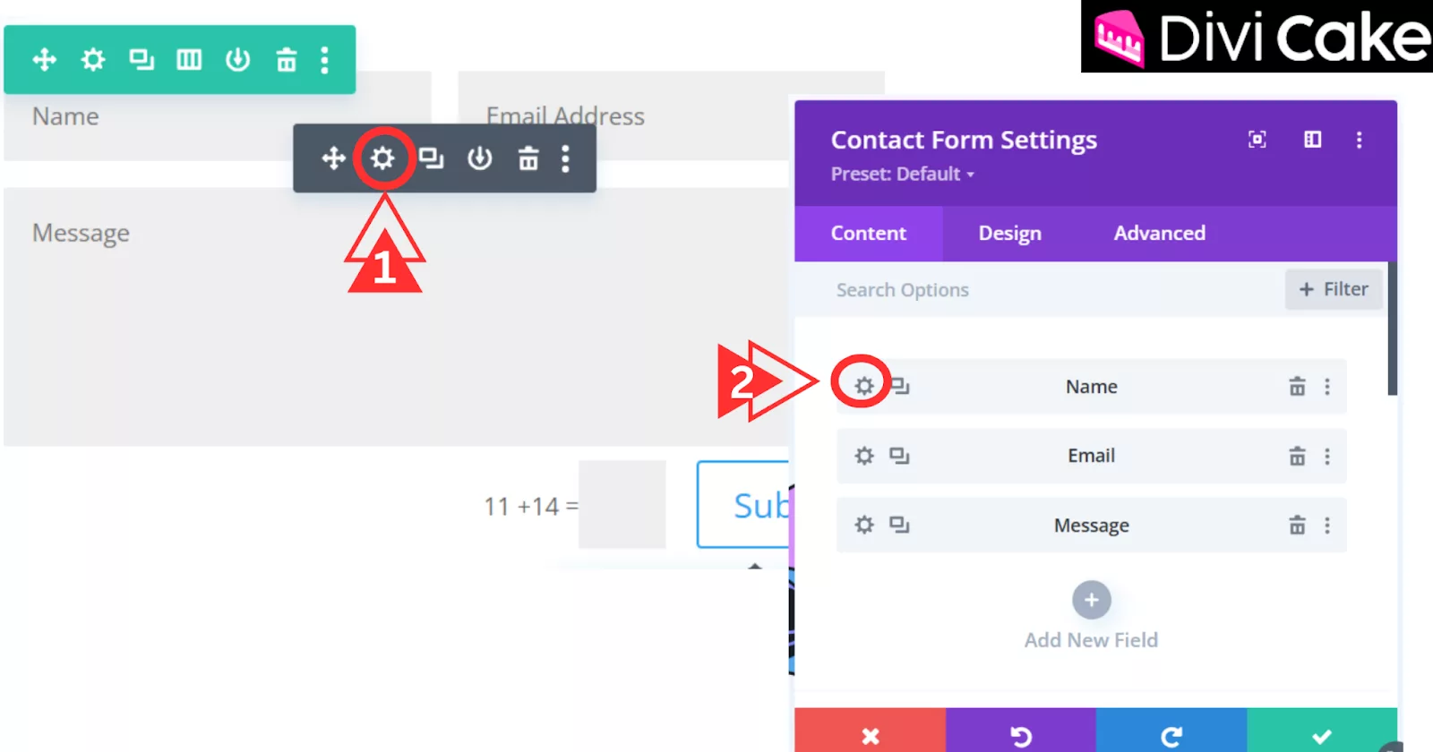 Customize the colors of the Contact Form fields in Divi, starting with the Name field, by accessing the module settings and adjusting field colors for a professional look.