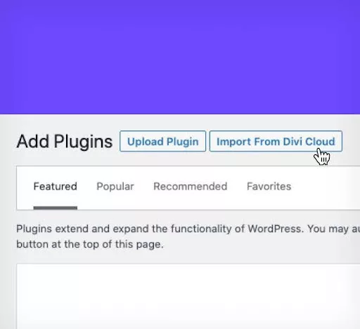 Store your child themes and plugins in Divi Cloud for easy deployment on new projects, keeping everything in one central hub.