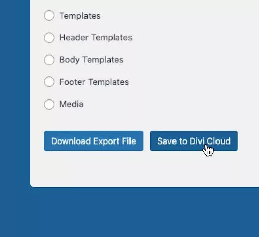 Export entire websites to Divi Cloud, enabling you to build new sites faster using pre-configured designs and settings.