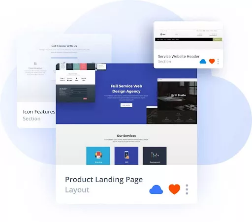 Divi Cloud allows users to save layouts, headers, footers, content blocks, and Theme Builder templates, ensuring seamless organization and accessibility for web projects.