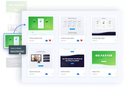 Quickly locate saved Divi layouts with visual browsing, featuring automatically generated thumbnails and full-size previews for efficient design selection.