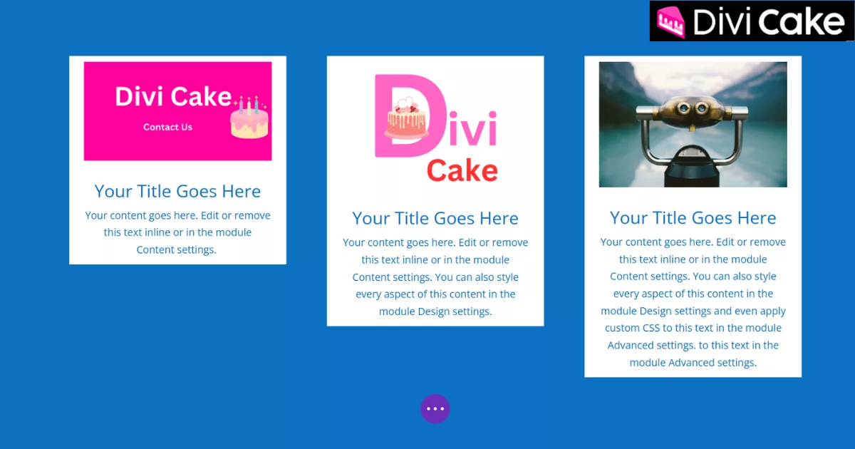 Divi Blurb modules with different heights before applying equal height settings, highlighting design and alignment inconsistencies.
