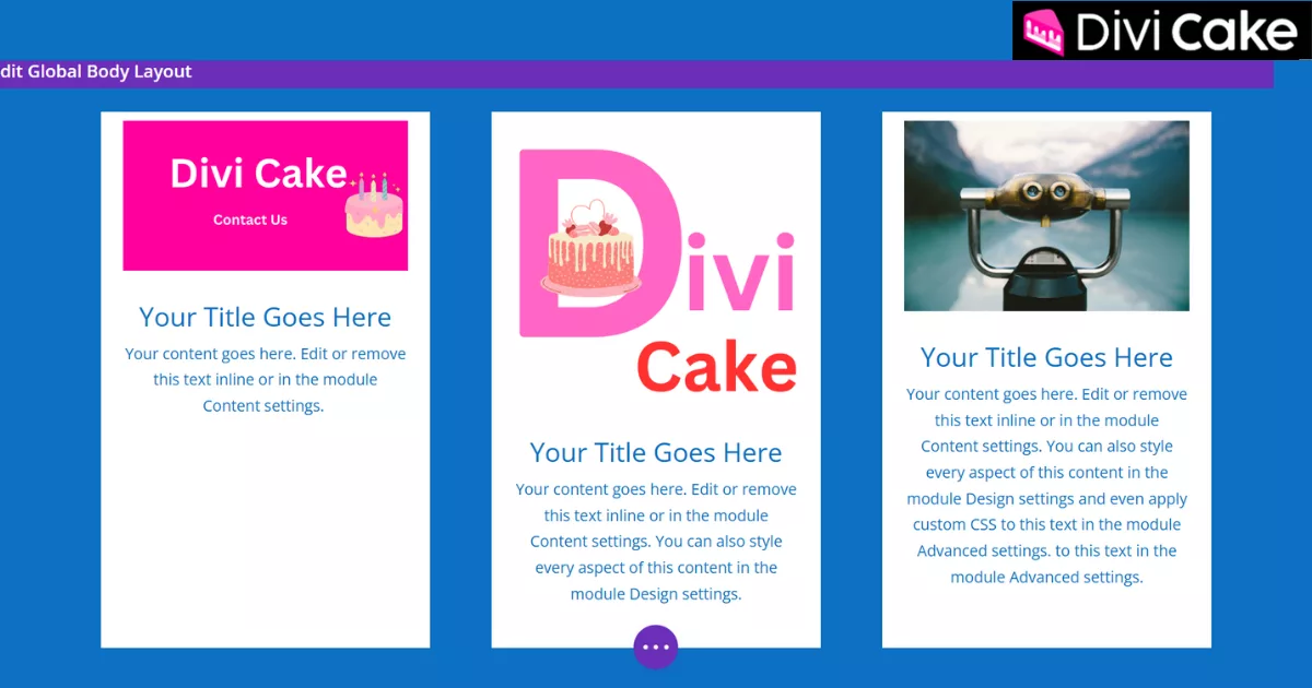 Divi Blurb modules with equal height after adjustments, creating a clean, well-aligned, and visually balanced layout.