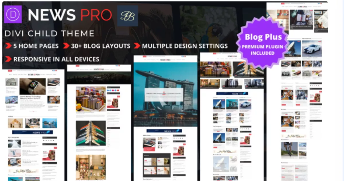 News Pro – Divi Child Theme offers a professional, responsive, and SEO-optimized design with multiple homepage layouts, customizable headers, and pre-styled sections, perfect for news and editorial websites.