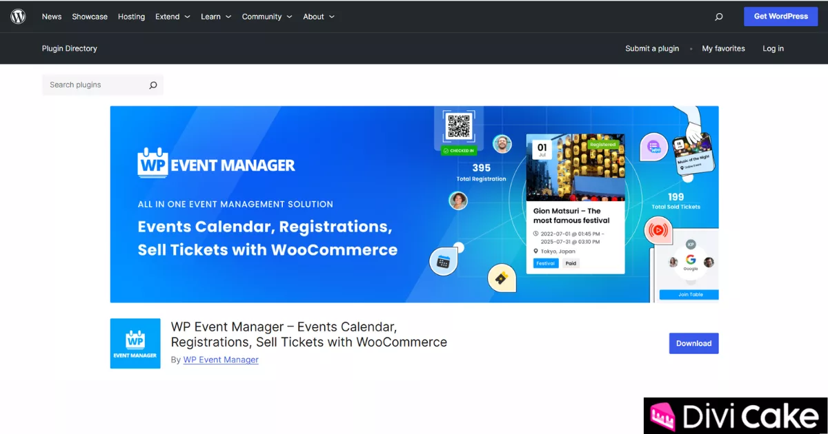 WP Event Manager plugin offers front-end event submission, user-friendly setup, and customizable event forms. Perfect for online and offline events with organizer dashboards and integration options like WooCommerce and Google Maps.