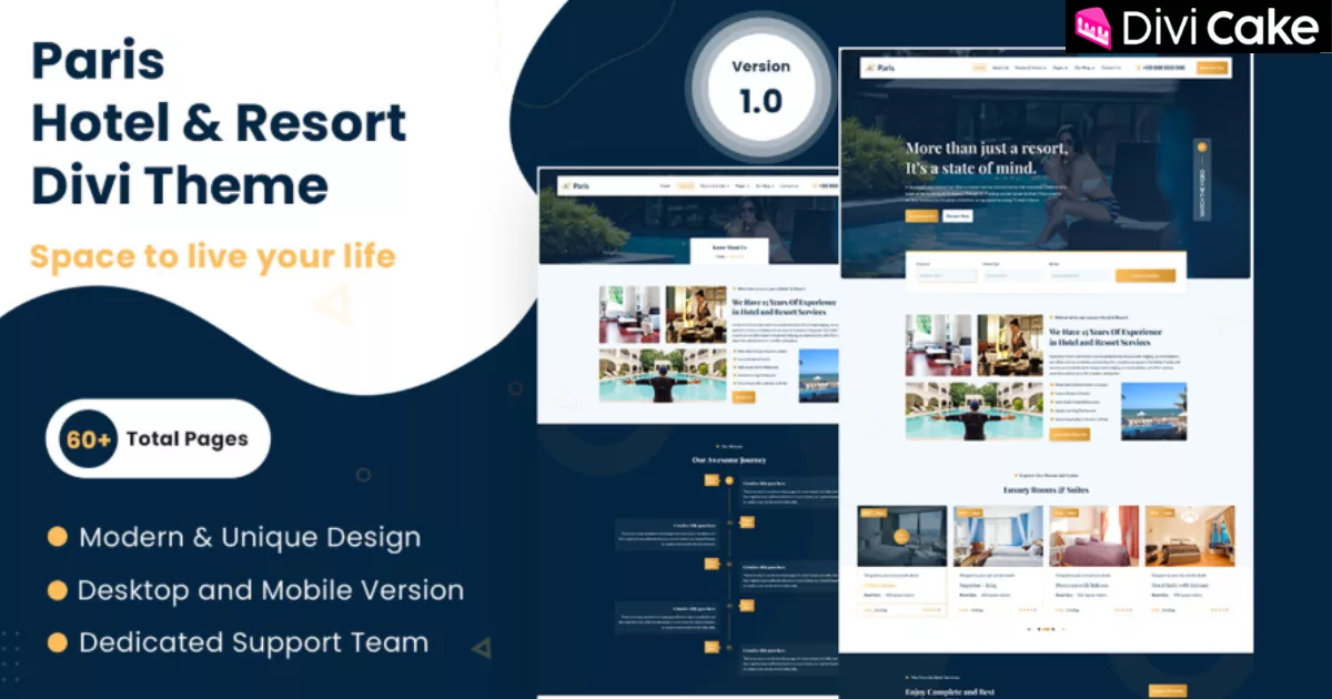 The Paris – Hotel & Resort Divi Child Theme with a stylish multi-page layout, mobile-friendly design, and fast performance, perfect for hotels, resorts, and vacation rentals.