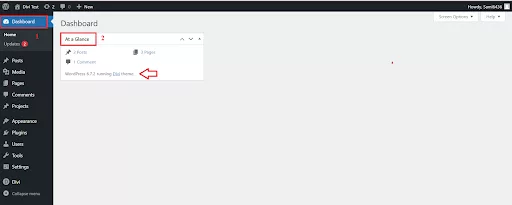 View the WordPress version in the At a Glance widget of the WordPress admin dashboard while using Divi.