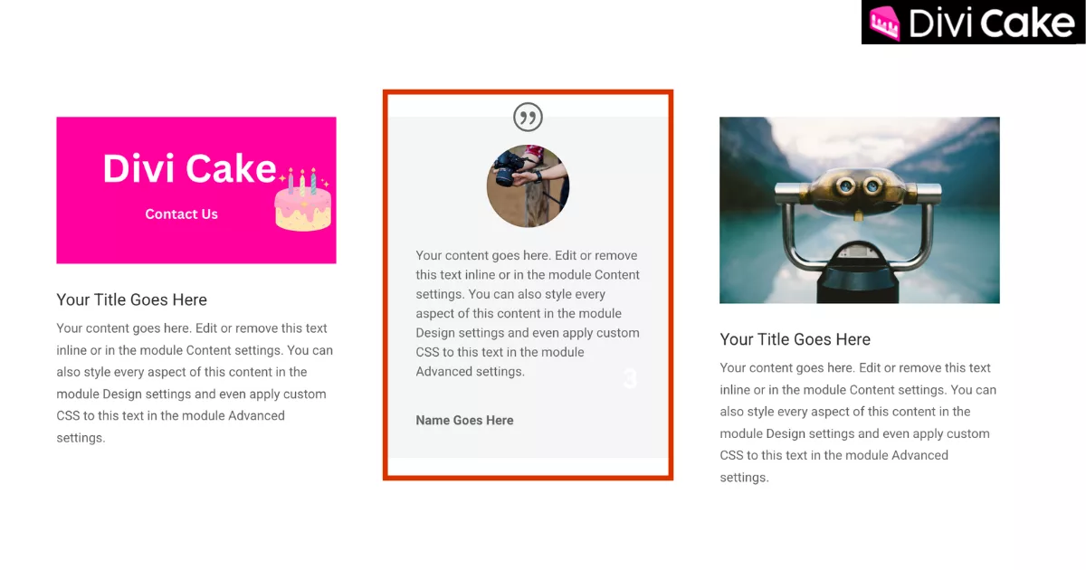 Divi Builder interface showing the successfully added Global Module, ensuring automatic updates across all pages where it is used.