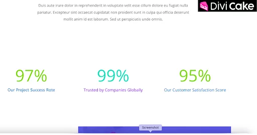 Stylish and professional Divi Number Counter showcasing key stats, perfectly aligned and customized to match the website’s design on the Home Page or Portfolio section.