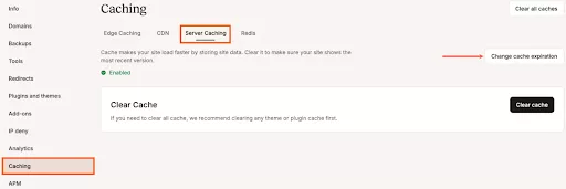 Kinsta hosting caching features including full-page caching, Redis object caching on higher plans, and database query caching for faster performance