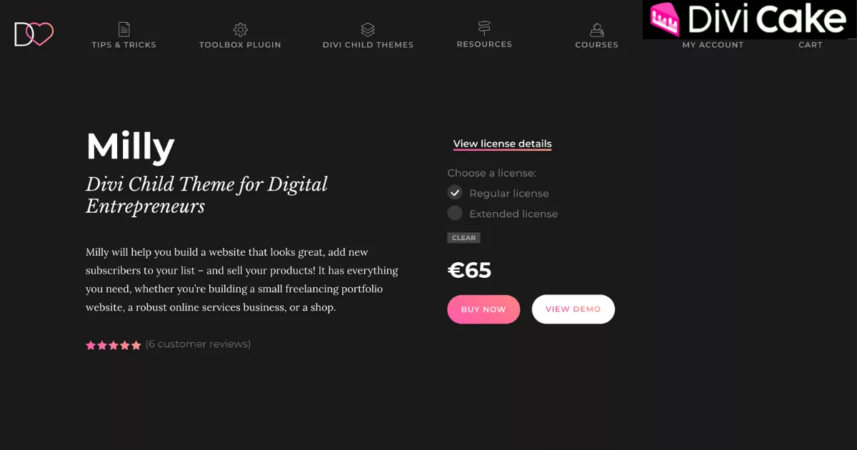 Milly premium Divi child theme with pre-built templates and design elements, enhancing Divi Builder’s functionality for fast, professional website creation.