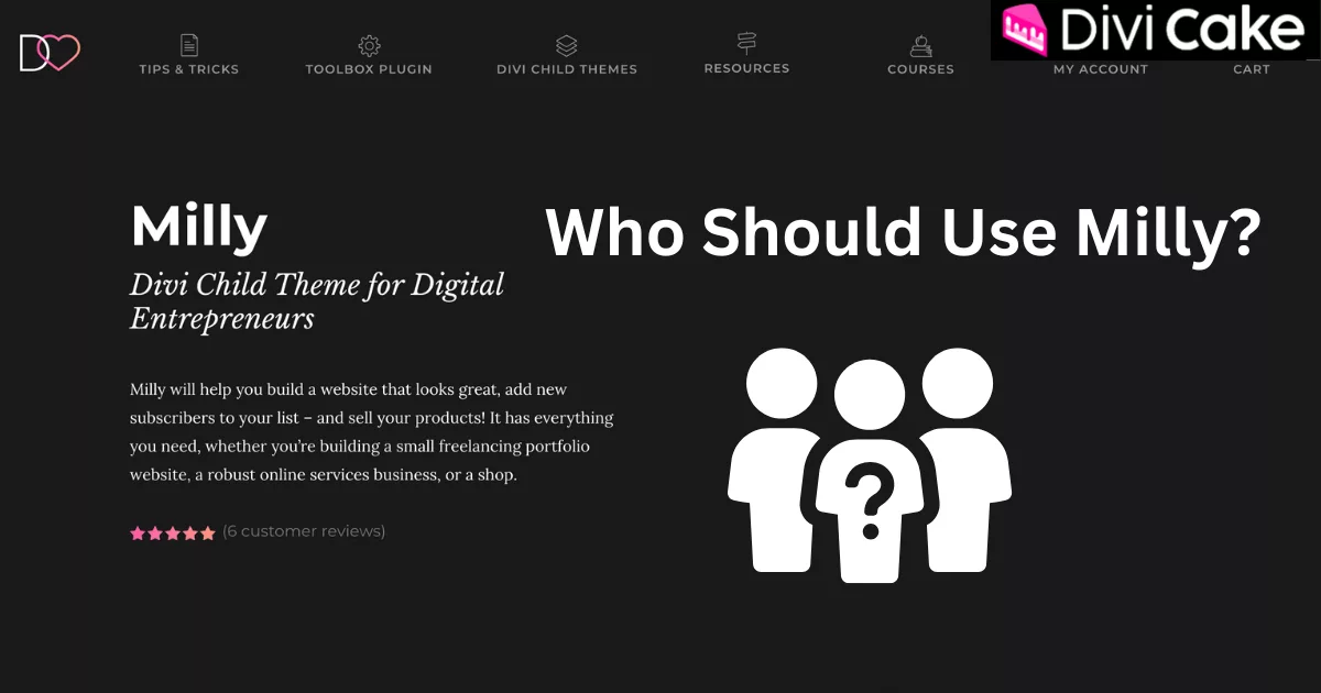 Milly Divi child theme ideal for bloggers, small business owners, freelancers, creative professionals, and web design agencies with customizable templates for blogs, portfolios, and online stores.