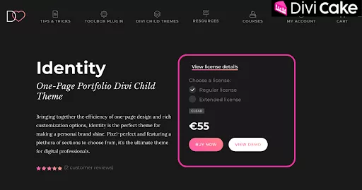 Explore the Identity one-page portfolio layout with a live demo preview and affordable pricing, perfect for freelancers and creatives building a personal brand website.