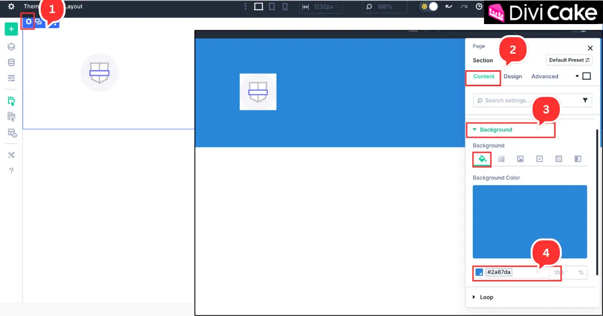 Adding a background color to the footer section in Divi 5 using the Section Settings Background option