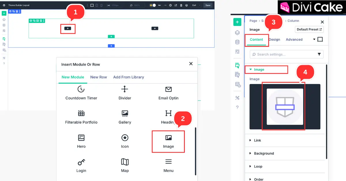 Adding a website logo and short description in the first column of the Divi 5 footer using the Image and Text Modules