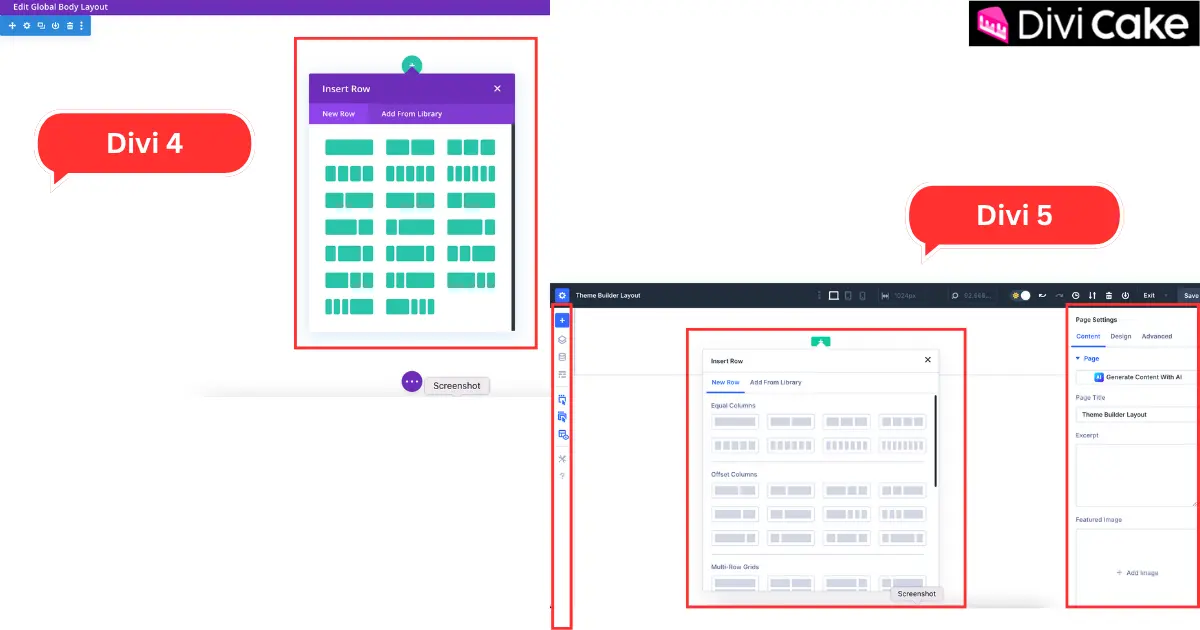 Screenshot of the Divi 5 interface showing the modern ReactJS-based builder with improved speed and design options.