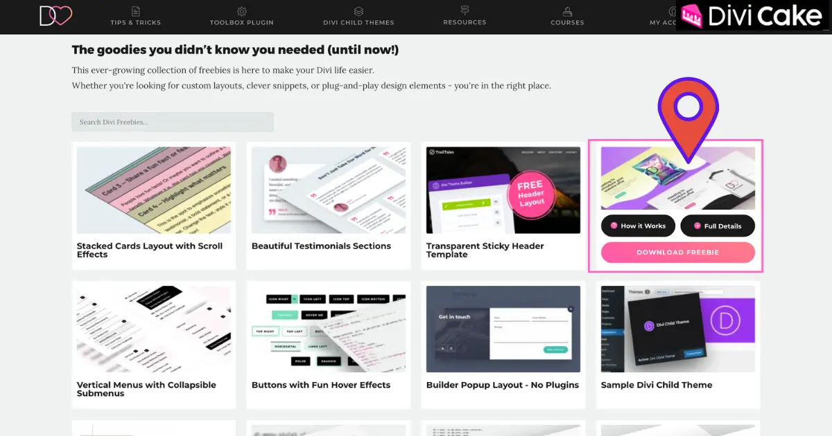Step-by-step guide to download a free Divi layout from Divi Lover, including how to get the JSON file, unzip it, and import it into the Divi Theme Builder.