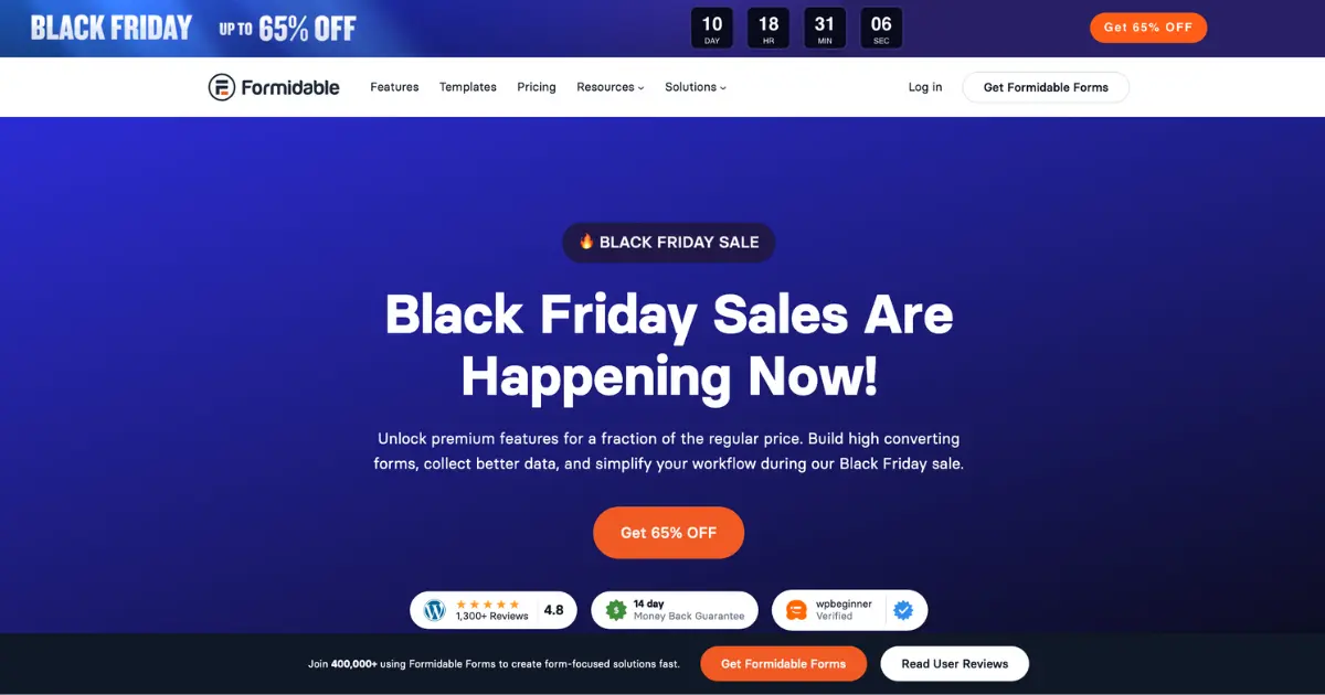 get best Formidable Forms Black Friday Deal 2025