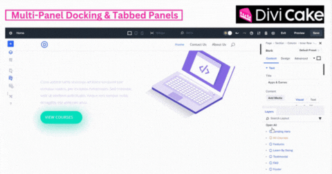 Divi 5 introduces multi-panel docking and tabbed panels, enabling users to open and organize multiple settings panels side by side, streamlining complex design tasks and improving productivity.