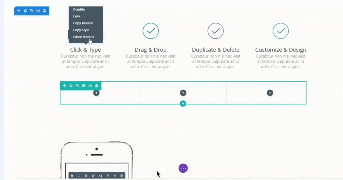 Divi 5 introduces right-click controls, enabling users to quickly access a context menu for tasks like copying styles, adjusting settings, and saving modules, streamlining the design process efficiently.