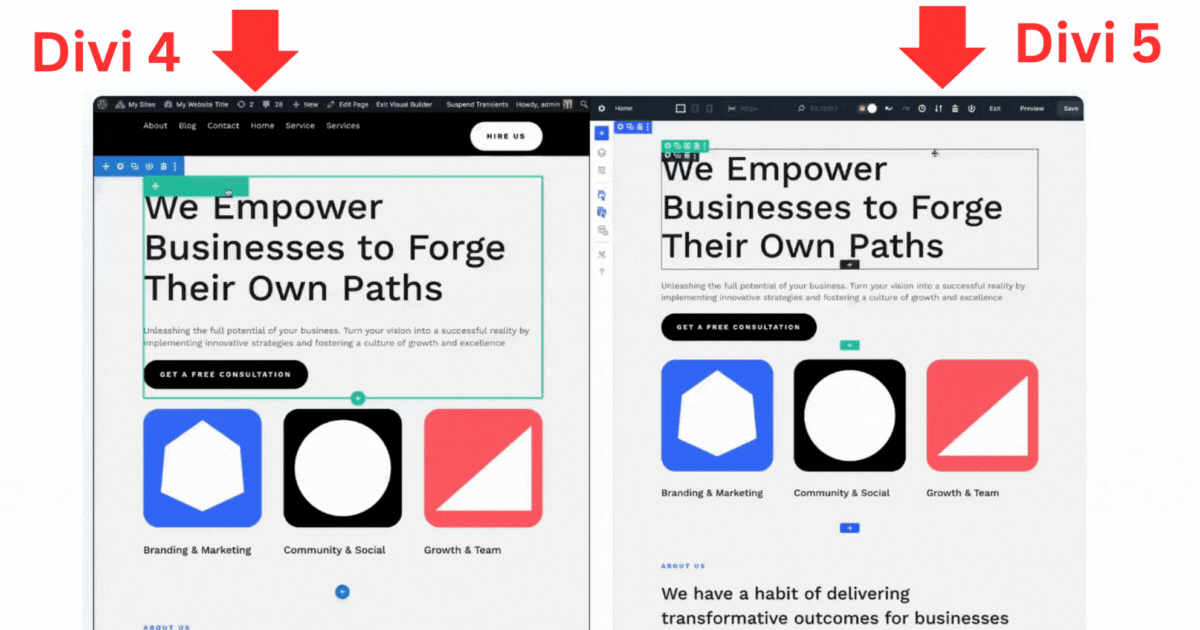 Divi 5 delivers faster performance with a block-based architecture, reduced JavaScript load, and optimized resource efficiency, ensuring smooth and responsive web design workflows.