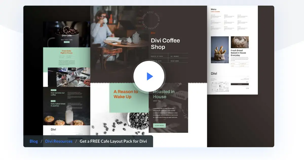 Divi Cafe Layout Pack by Elegant Themes preview screenshot for cafe and coffee shop website template