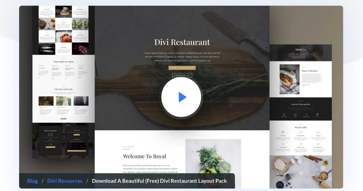 Divi Restaurant Layout Pack by Elegant Themes preview screenshot for restaurant website template